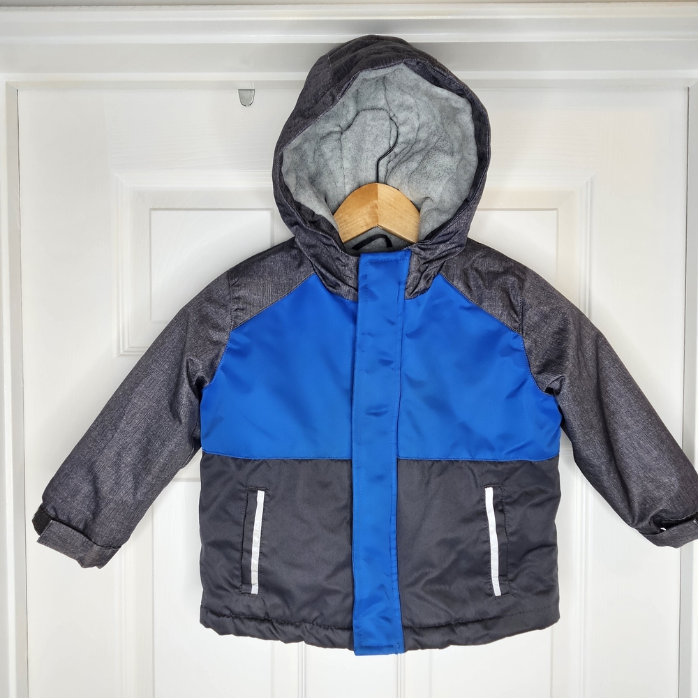 George Boys Blue Grey Hooded Winter Coat Fleece Lined Cozy Size 3T - Picture 5 of 15